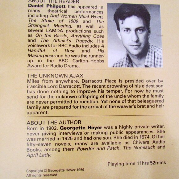 AUDIOBOOK - GEORGETTE HEYER - "THE UNKNOWN AJAX" UNABRIDGED REGENCY on CASSETTES - Picture 2 of 7